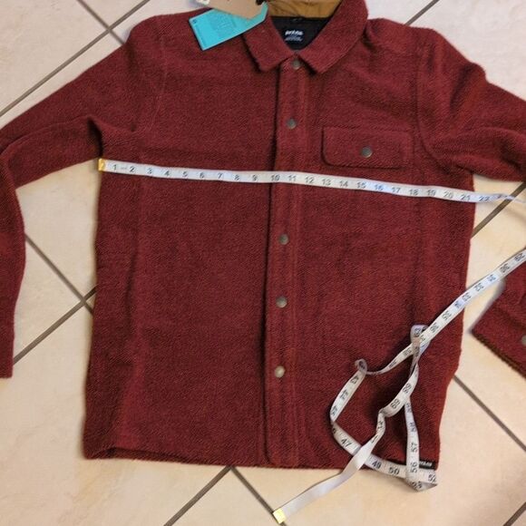 NWT Prana IncrediWool Overshirt Rust Heather Dark Red Size M - Picture 6 of 11